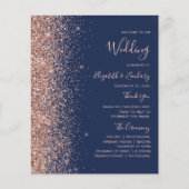Programme de mariage bleu marine paillettes or ros (Devant)