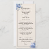 Programme de mariage bleu poussiéreux floral rusti (Dos)