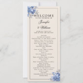 Programme de mariage bleu poussiéreux floral rusti (Devant)