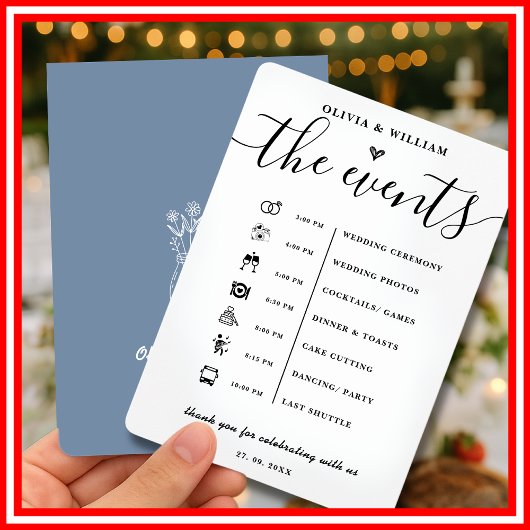 Programme de Mariage Bleu Poussiéreux pour l'Ordre