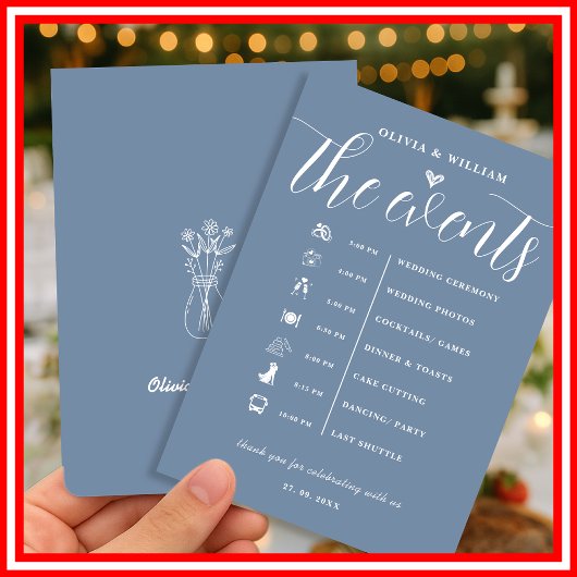 Programme de Mariage Bleu Poussiéreux pour l'Ordre