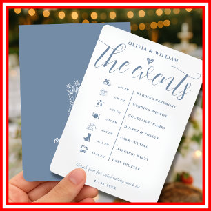 Programme de Mariage Bleu Poussiéreux pour l'Ordre