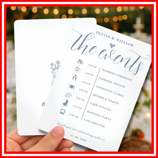 Programme de Mariage Bleu Poussiéreux pour l'Ordre