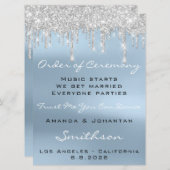 Programme de mariage Bleu Rose Drips Parties scint (Devant / Derrière)