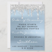 Programme de mariage Bleu Rose Drips Parties scint (Devant)