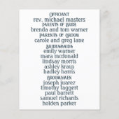 Programme de mariage bleu-vert Art nouveau (Dos)