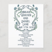 Programme de mariage bleu-vert Art nouveau (Devant)