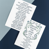 Programme de mariage bleu-vert Art nouveau