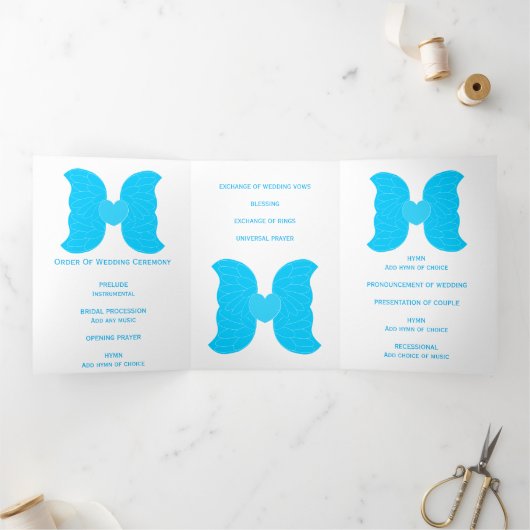 Programme de mariage Blue Angel Wings Coeur Design (Intérieur)