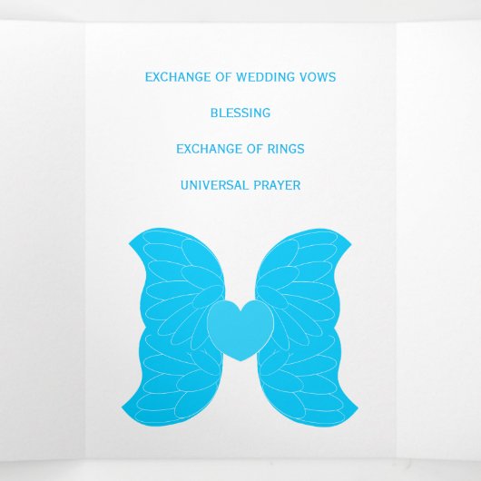 Programme de mariage Blue Angel Wings Coeur Design (Intérieur au milieu)