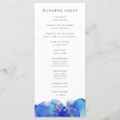 Programme de mariage Blue Gold Watercolor (Dos)