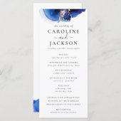 Programme de mariage Blue Gold Watercolor (Devant / Derrière)