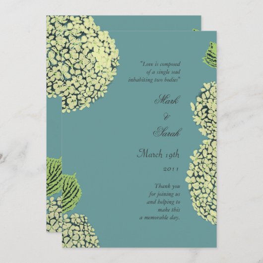 Programme de mariage Blue Hydrangea (Devant / Derrière)