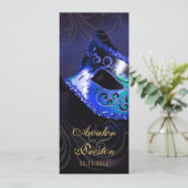Programme de mariage Blue Masquerade Invitation (Debout devant)