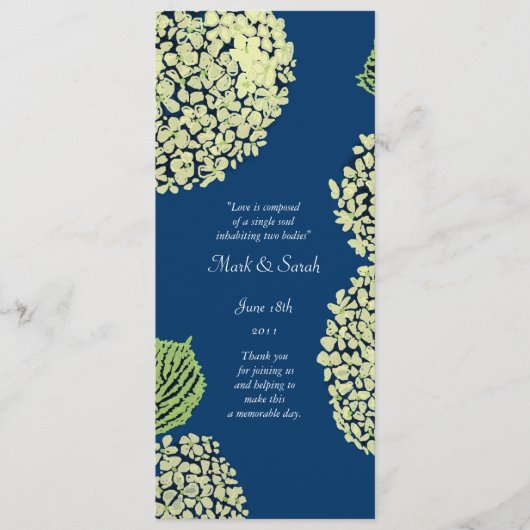 Programme de mariage Blueberry Hydrangea (Devant)