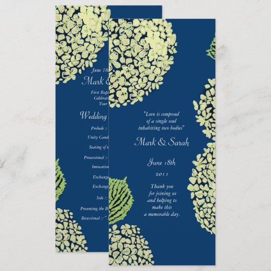 Programme de mariage Blueberry Hydrangea (Devant / Derrière)
