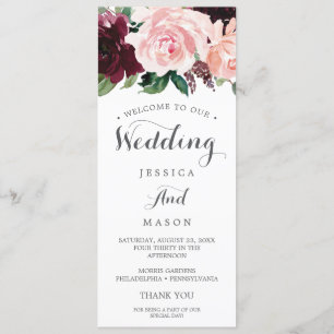 Programme de mariage Blush Burgundy double face