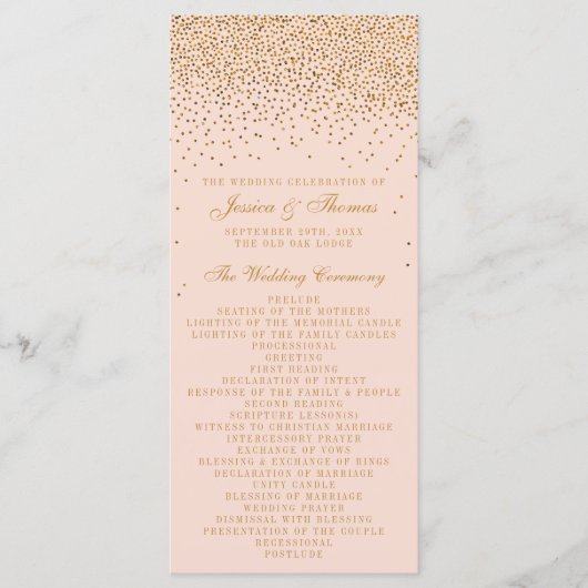 Programme de mariage Blush Pink & Gold Confetti (Devant)