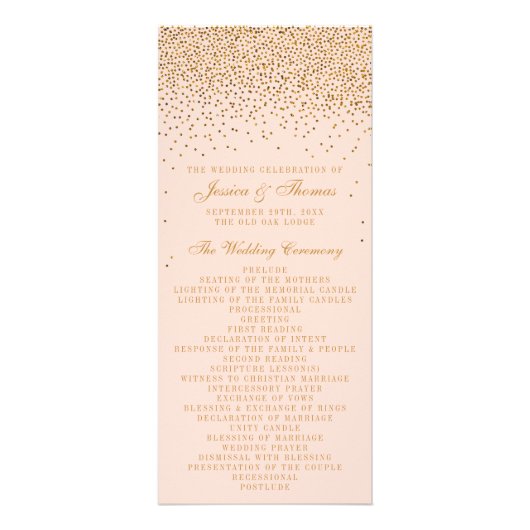 Programme de mariage Blush Pink & Gold Confetti (Devant)