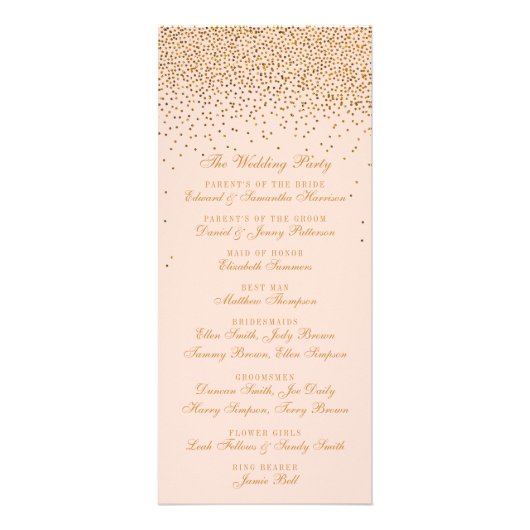 Programme de mariage Blush Pink & Gold Confetti (Dos)
