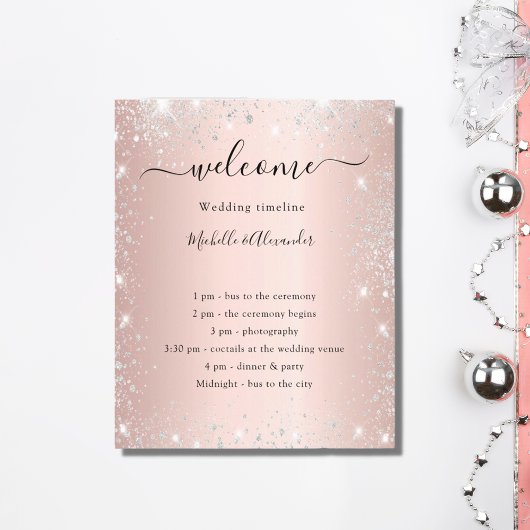 Programme de mariage Blush rose or argent parties