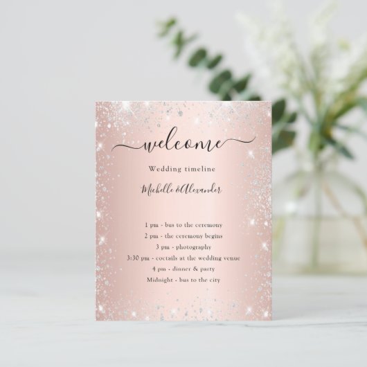 Programme de mariage Blush rose or argent parties  (Debout devant)