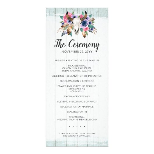 Programme de mariage Bohème Chic Crâne de vache à  (Devant)