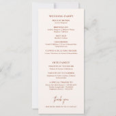 Programme de mariage bohème en terre cuite aux fle (Dos)