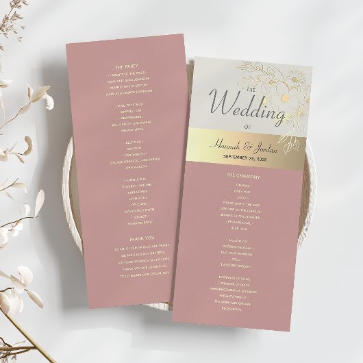 Programme de mariage Boho Dusty Rose