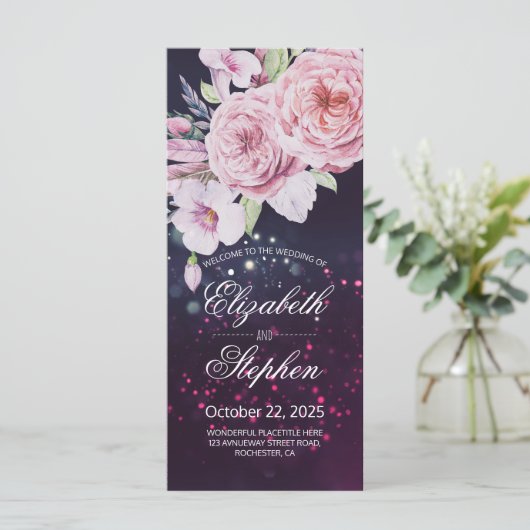 Programme de mariage Boho Plumes florales Purple L (Debout devant)