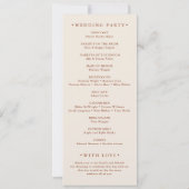 Programme de mariage Boho Terracotta Orange Brûlé (Dos)