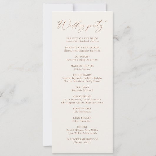 Programme de mariage Boho Terracotta simple (Dos)