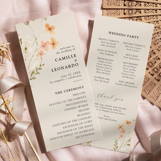Programme de mariage Boho Wildflower 