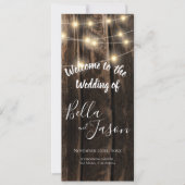Programme de mariage | Bois rustique avec lumières (Devant)
