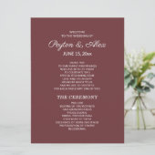 Programme de mariage bordeaux à deux faces Fête nu (Debout devant)