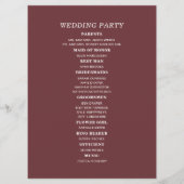 Programme de mariage bordeaux à deux faces Fête nu (Dos)