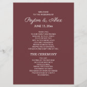 Programme de mariage bordeaux à deux faces Fête nu (Devant)