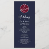 Programme de mariage bordeaux et bleu marine (Devant)
