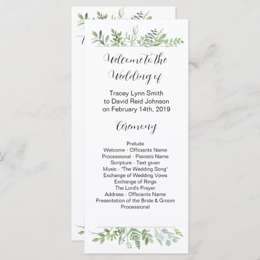 Programme de mariage botanique (Devant / Derrière)