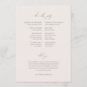 Programme de mariage botanique (Dos)