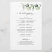 Programme de mariage botanique à feuillage d'eucal (Dos)