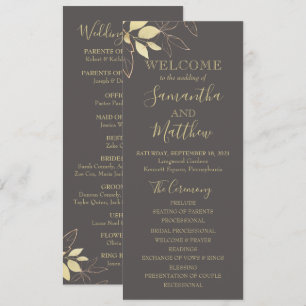 Programme de mariage botanique à feuillage gris et