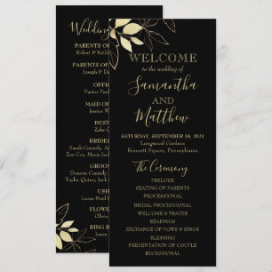 Programme de mariage botanique à feuillage noir et
