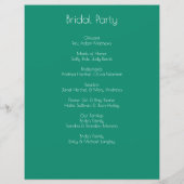 Programme de mariage botanique bleu et vert profon (Dos)