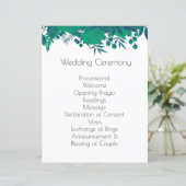 Programme de mariage botanique bleu et vert profon (Debout devant)