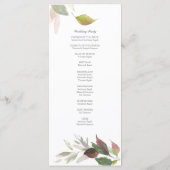 Programme de mariage botanique de feuillage d'auto (Dos)