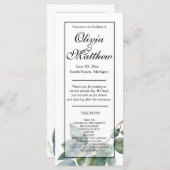 Programme de mariage botanique de verdure d'aquare (Devant / Derrière)