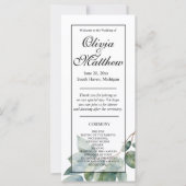 Programme de mariage botanique de verdure d'aquare (Devant)