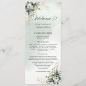 Programme de mariage botanique doré à l'aquarelle (Devant)