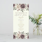Programme de mariage botanique Dusty Mauve Ivory B (Debout devant)